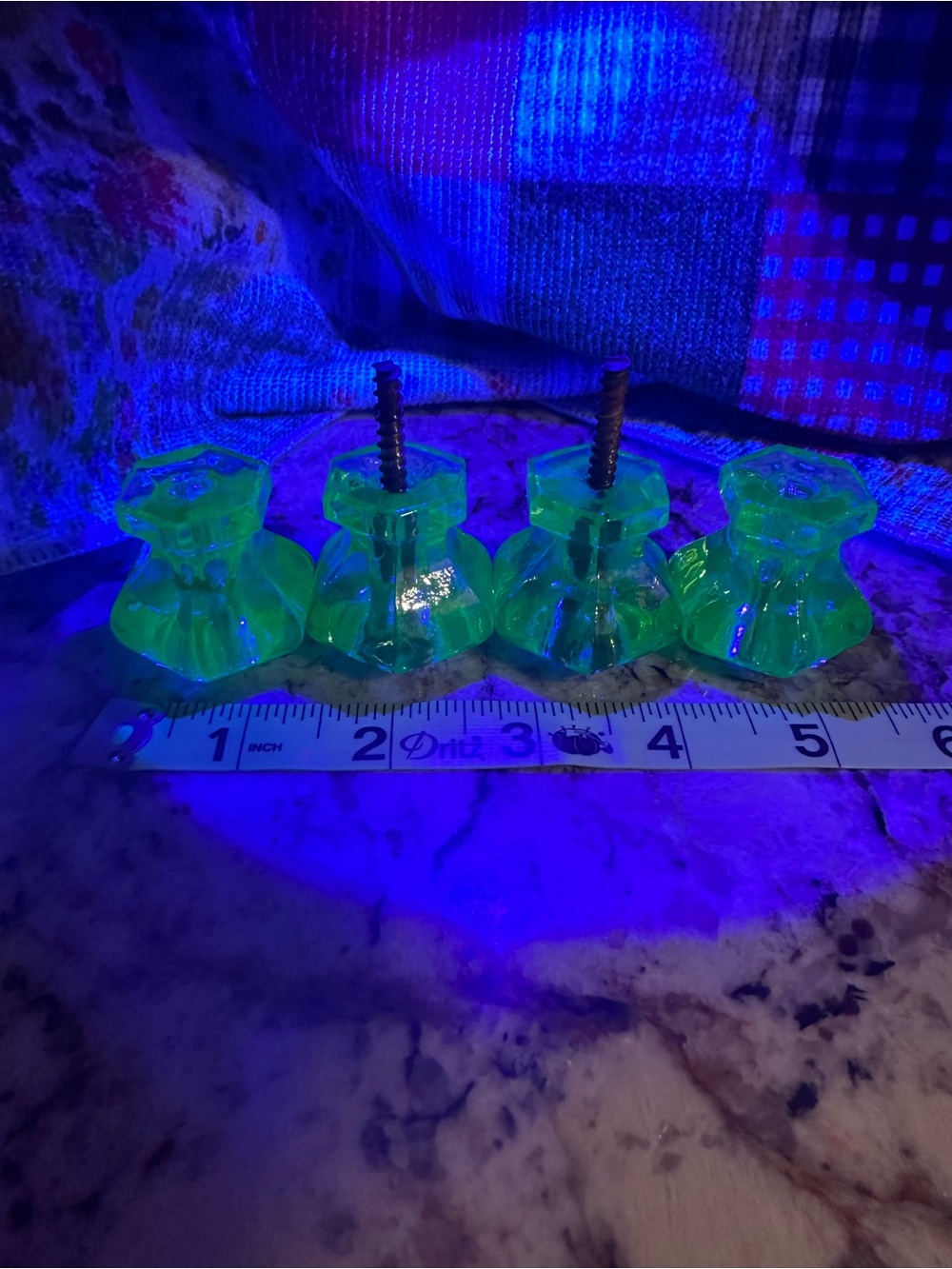 Set of 4 Uranium Glass Drawer Knobs